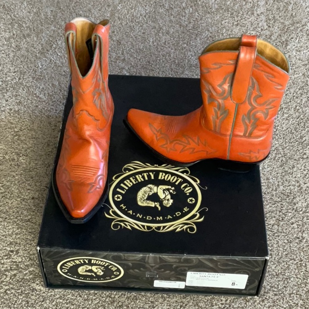 Women’s Liberty Cowboy Boots - Orange, calf height; brand new - never worn!!